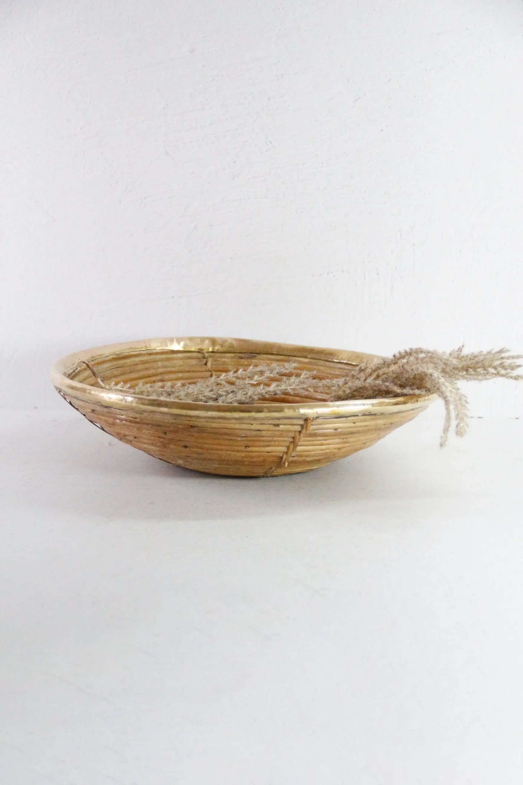 Italian Rattan and Brass Bowl Basket | Garbriella Crespi Style  Debra Hall Lifestyle