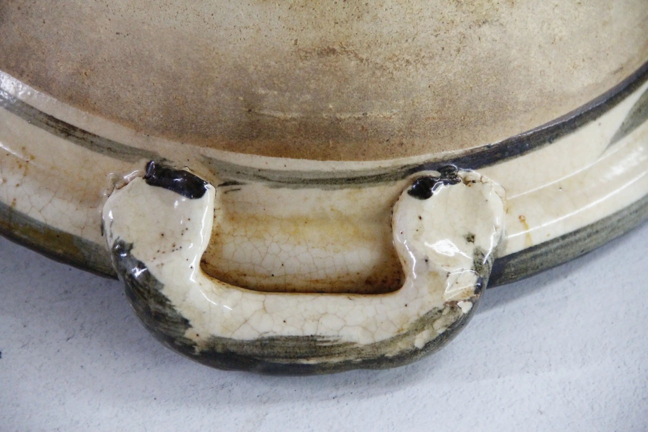 Large Donabe Pot Vintage Japanese Handmade Stoneware