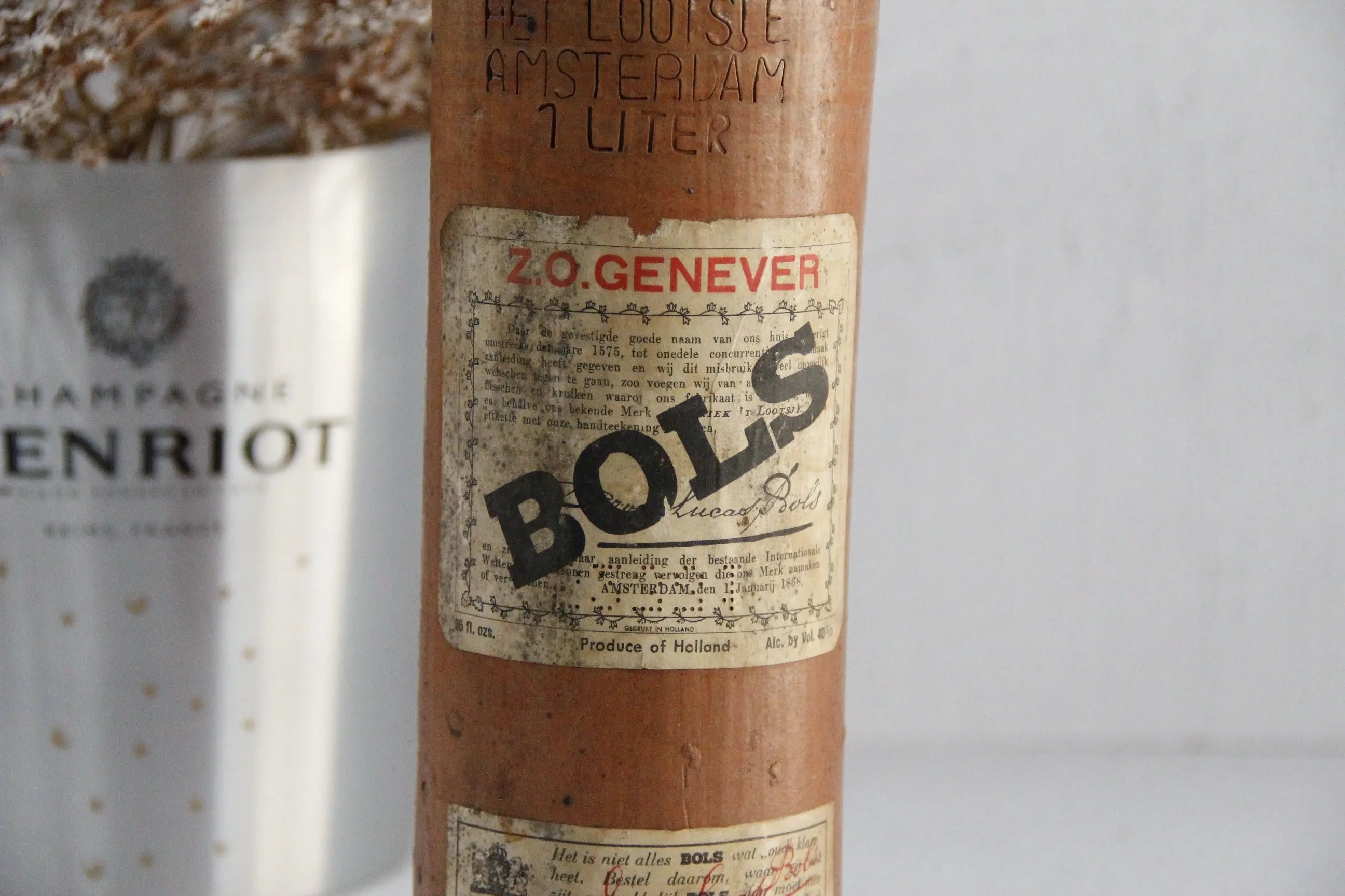 Antique Stoneware Bottle | 19th C. Amsterdam W/Label  Debra Hall Lifestyle