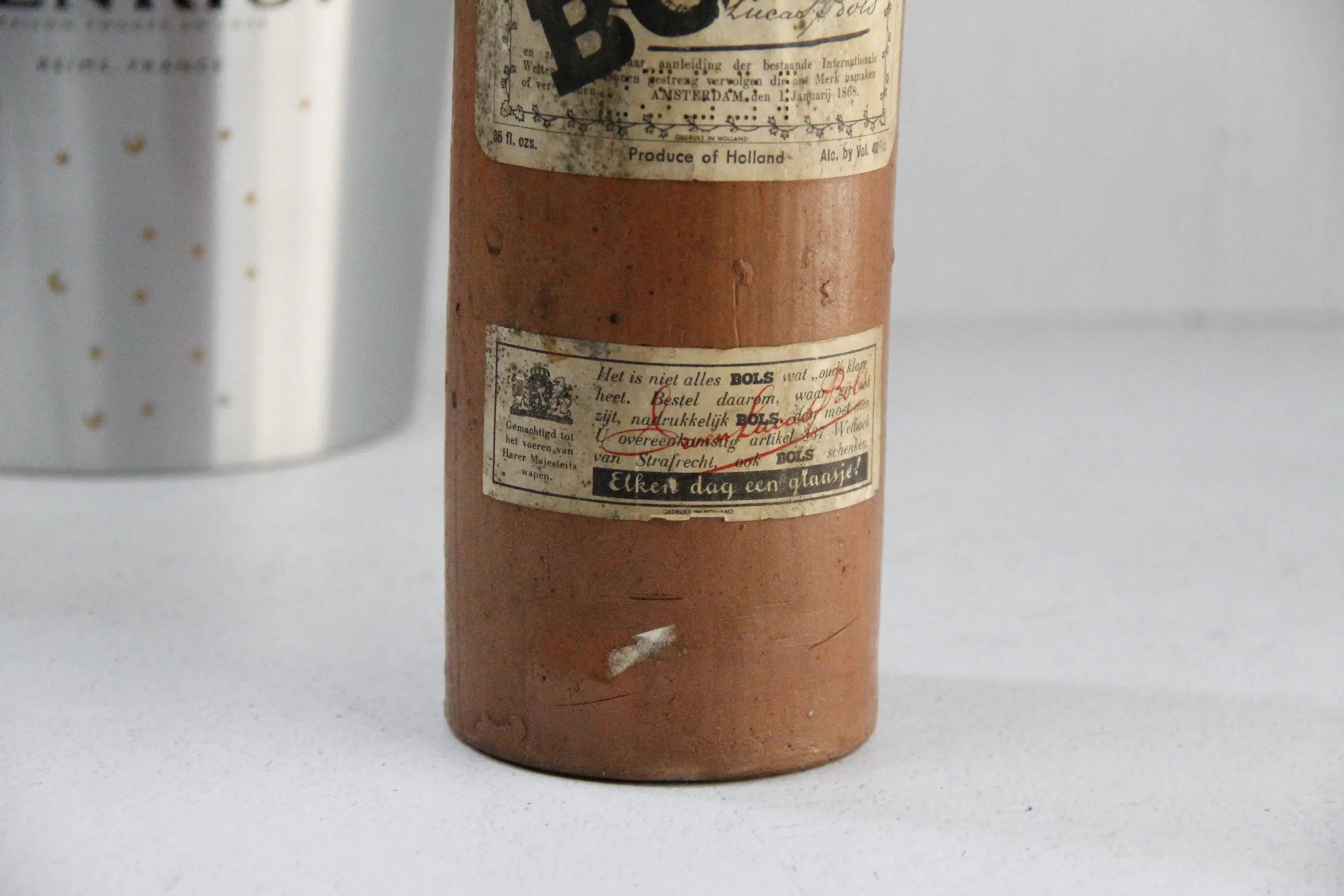 Antique Stoneware Bottle | 19th C. Amsterdam W/Label  Debra Hall Lifestyle
