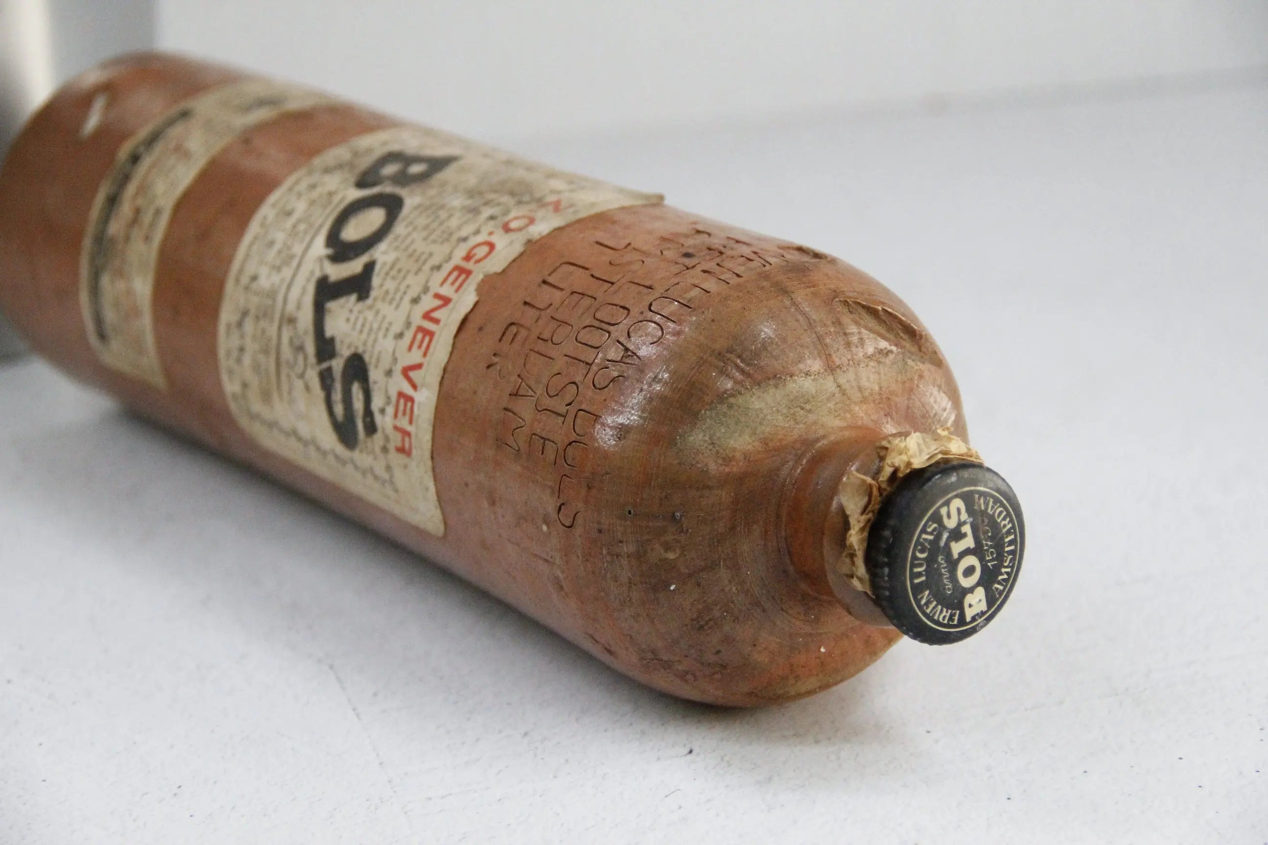Antique Stoneware Bottle | 19th C. Amsterdam W/Label  Debra Hall Lifestyle