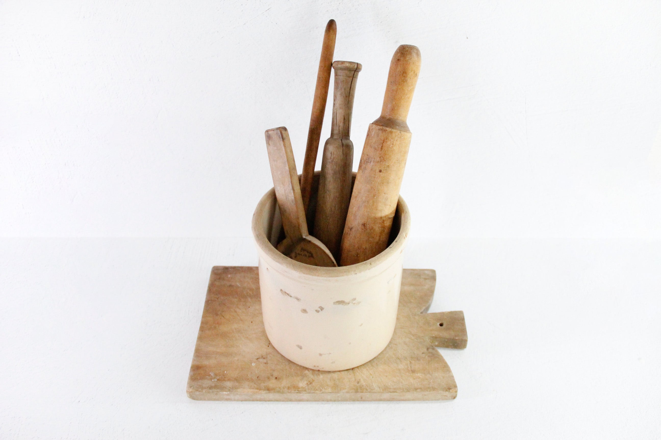 Antique 1 Gallon Stoneware Crock For Utensils | Rustic