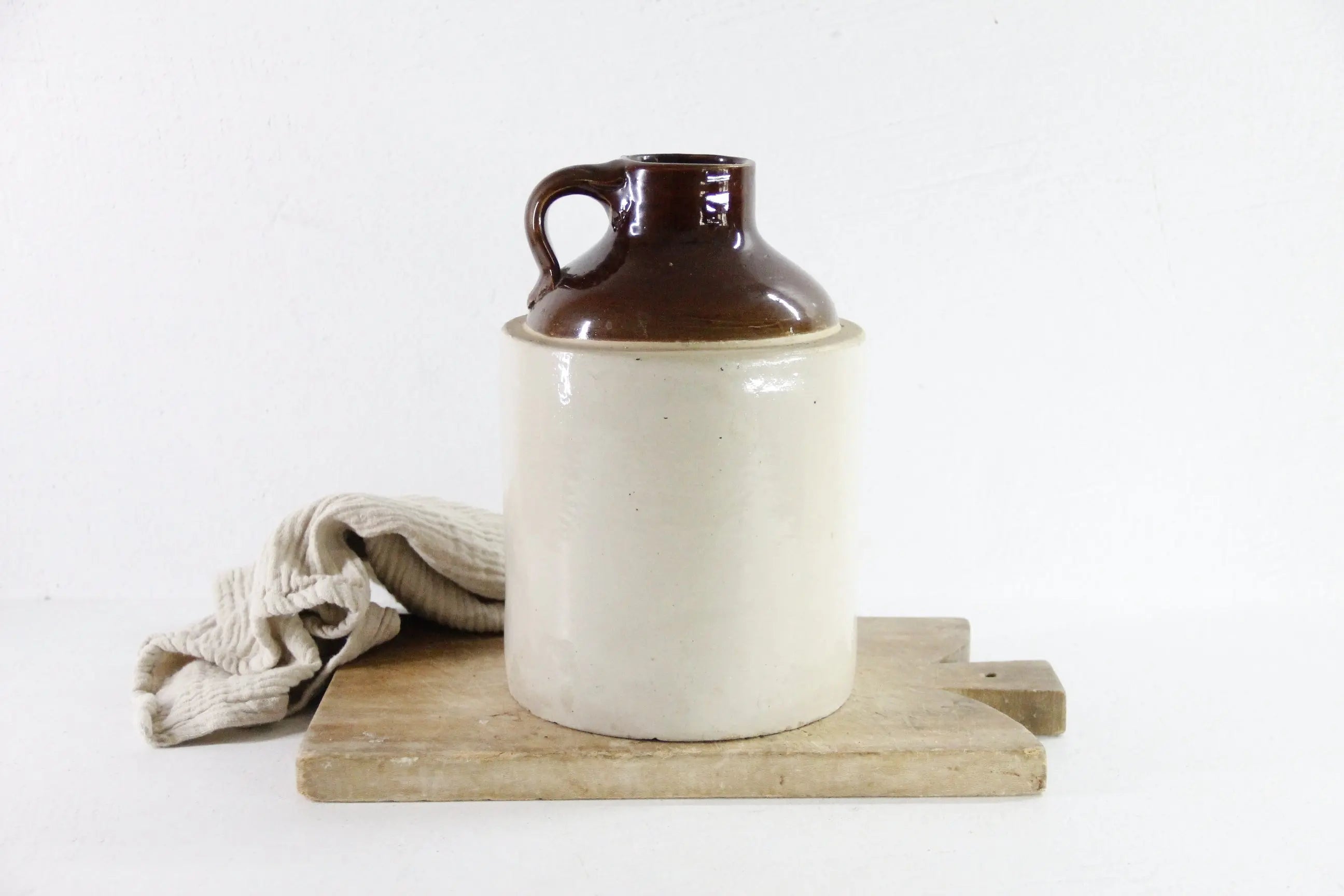 Large Stoneware Jug | Antique Two Tone Whiskey Bottle  Debra Hall Lifestyle