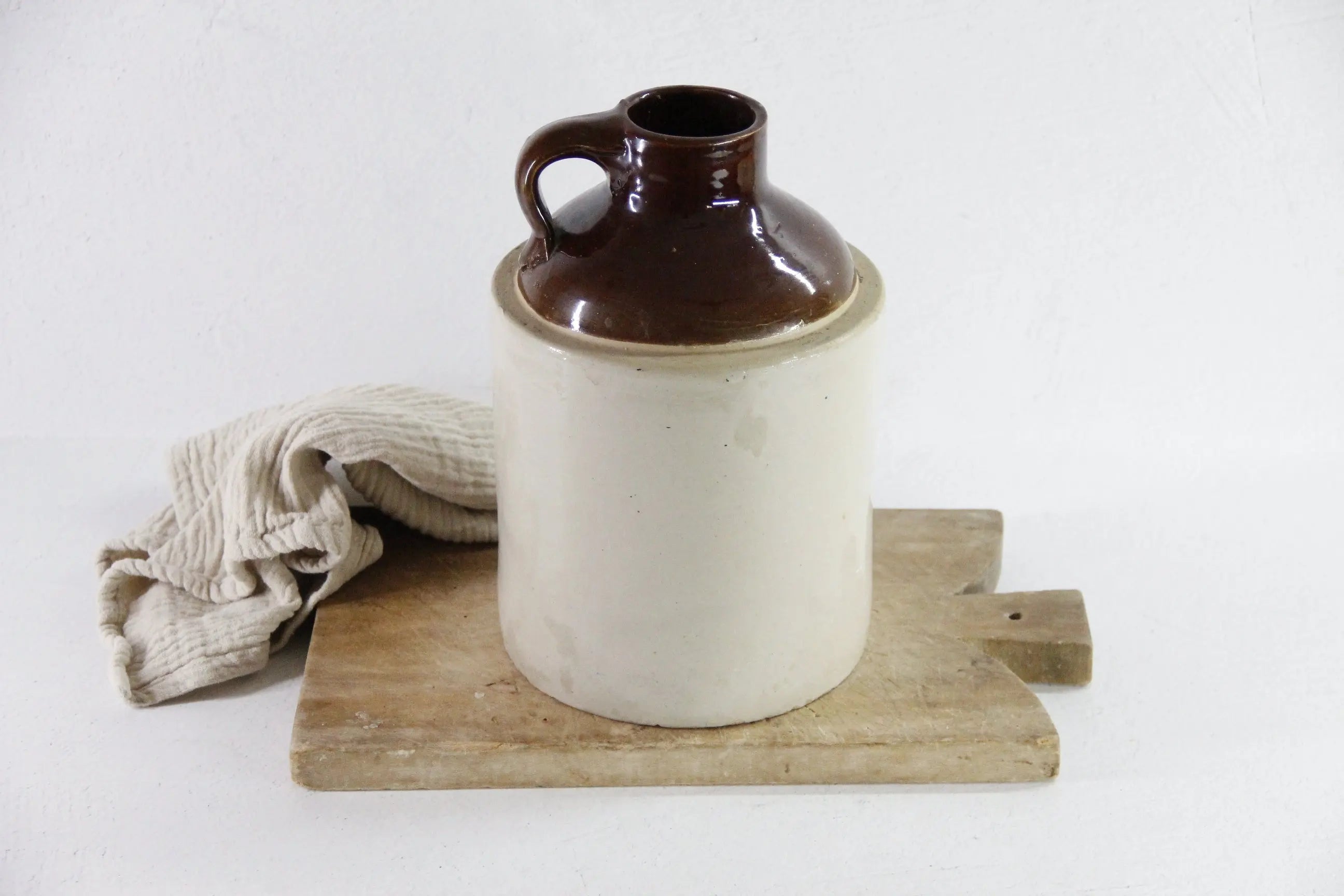 Large Stoneware Jug | Antique Two Tone Whiskey Bottle  Debra Hall Lifestyle