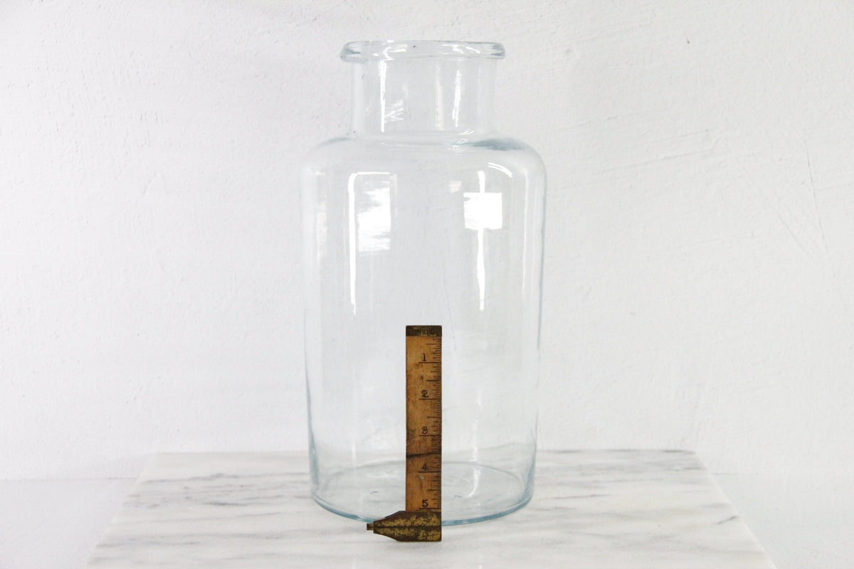 Antique French Glass Jar | Large Blue Tint Pickling Vessel