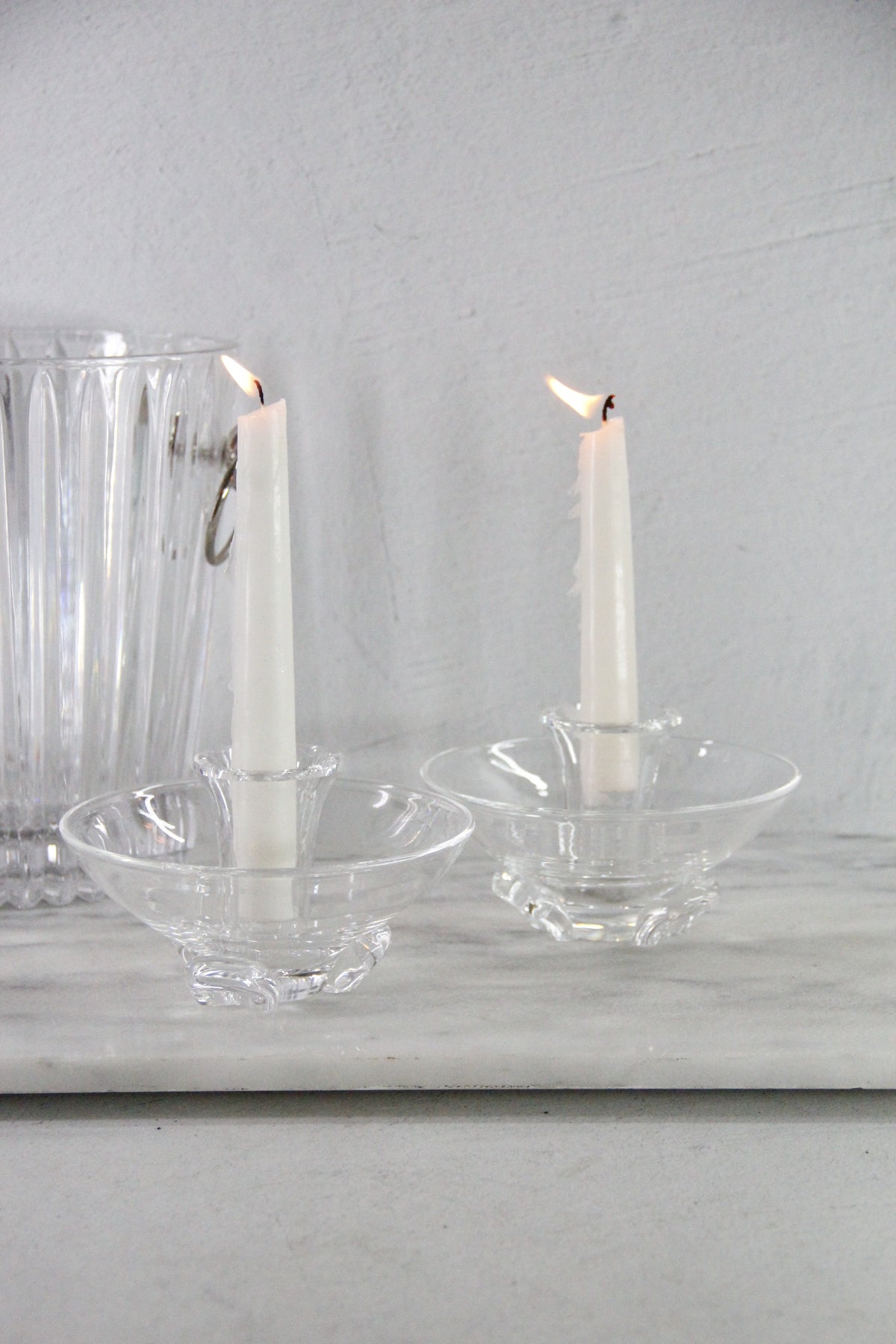 Vintage Steuben Crystal Candlestick Holders | Signed Pair