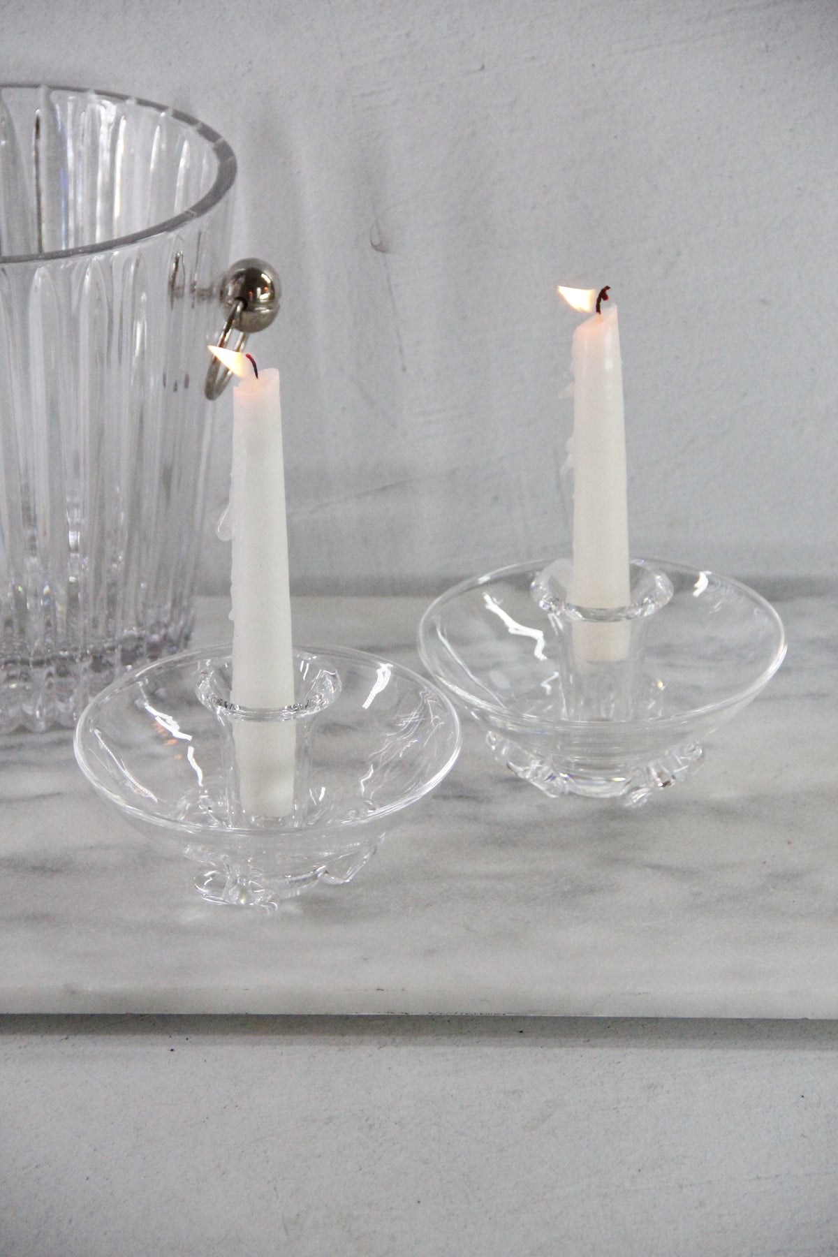 Vintage Steuben Crystal Candlestick Holders | Signed Pair