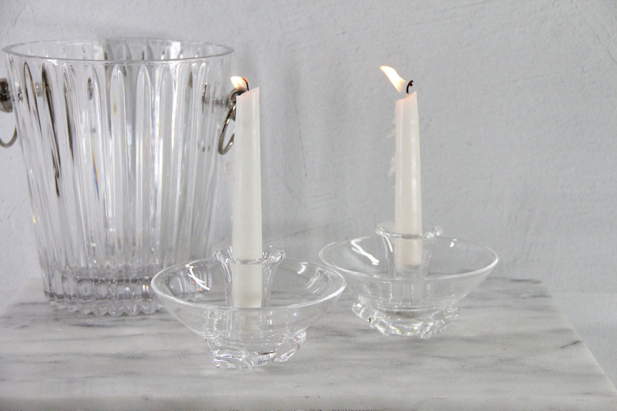 Vintage Steuben Crystal Candlestick Holders | Signed Pair