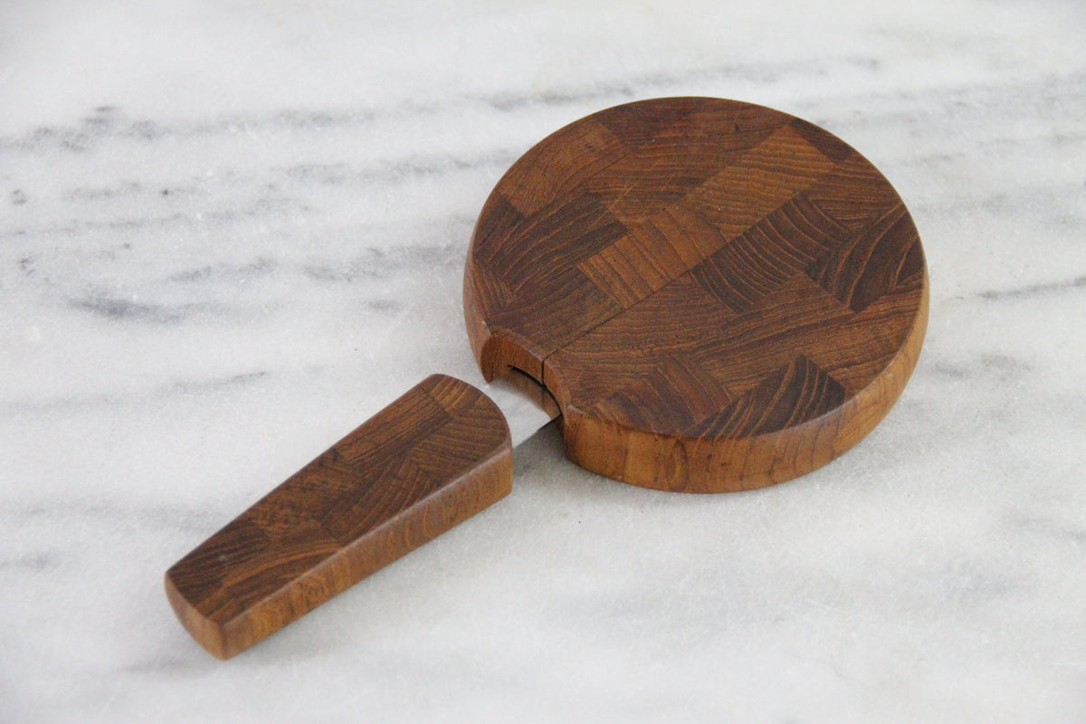 Vintage Dansk Cheese Board With Knife | Small Cutting Board