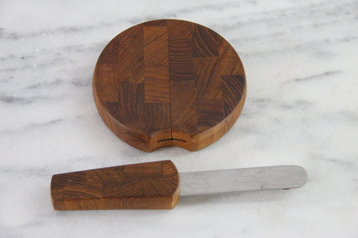 Vintage Dansk Cheese Board With Knife | Small Cutting Board