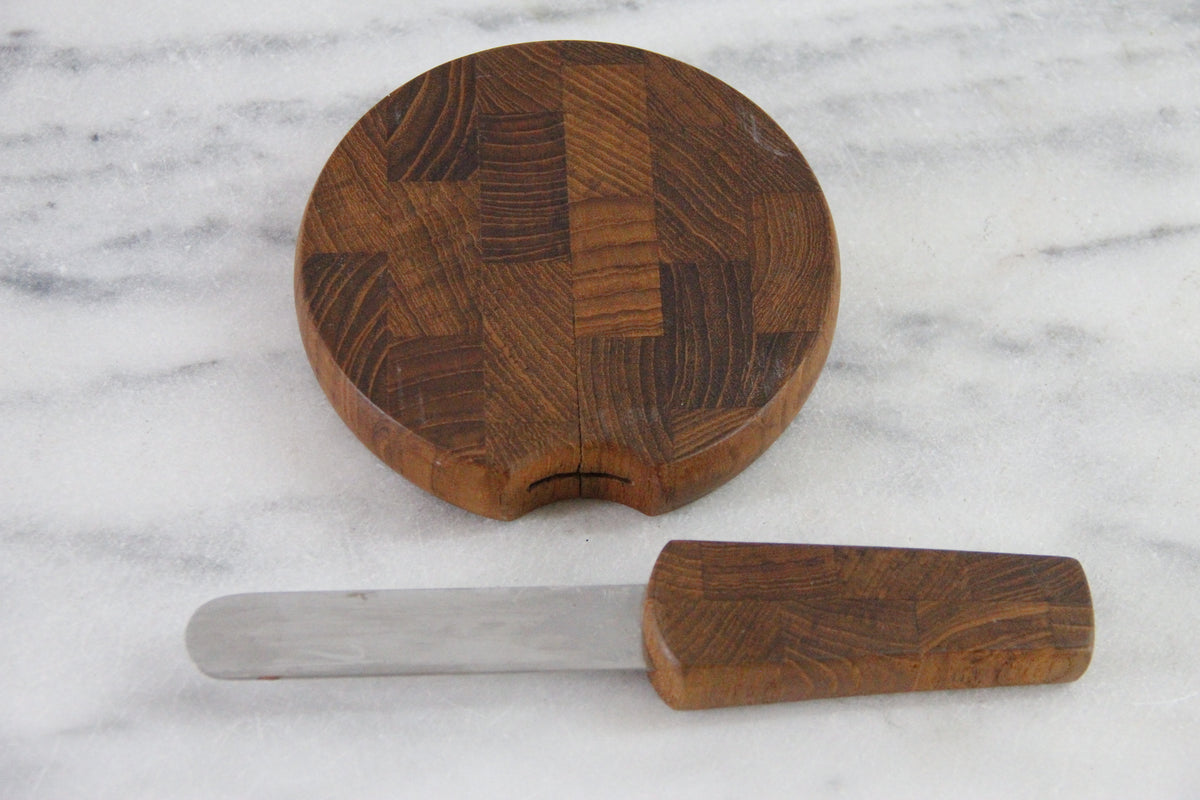 Vintage Dansk Cheese Board With Knife | Small Cutting Board