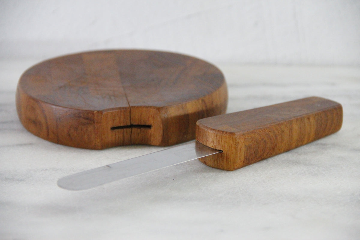 Vintage Dansk Cheese Board With Knife | Small Cutting Board