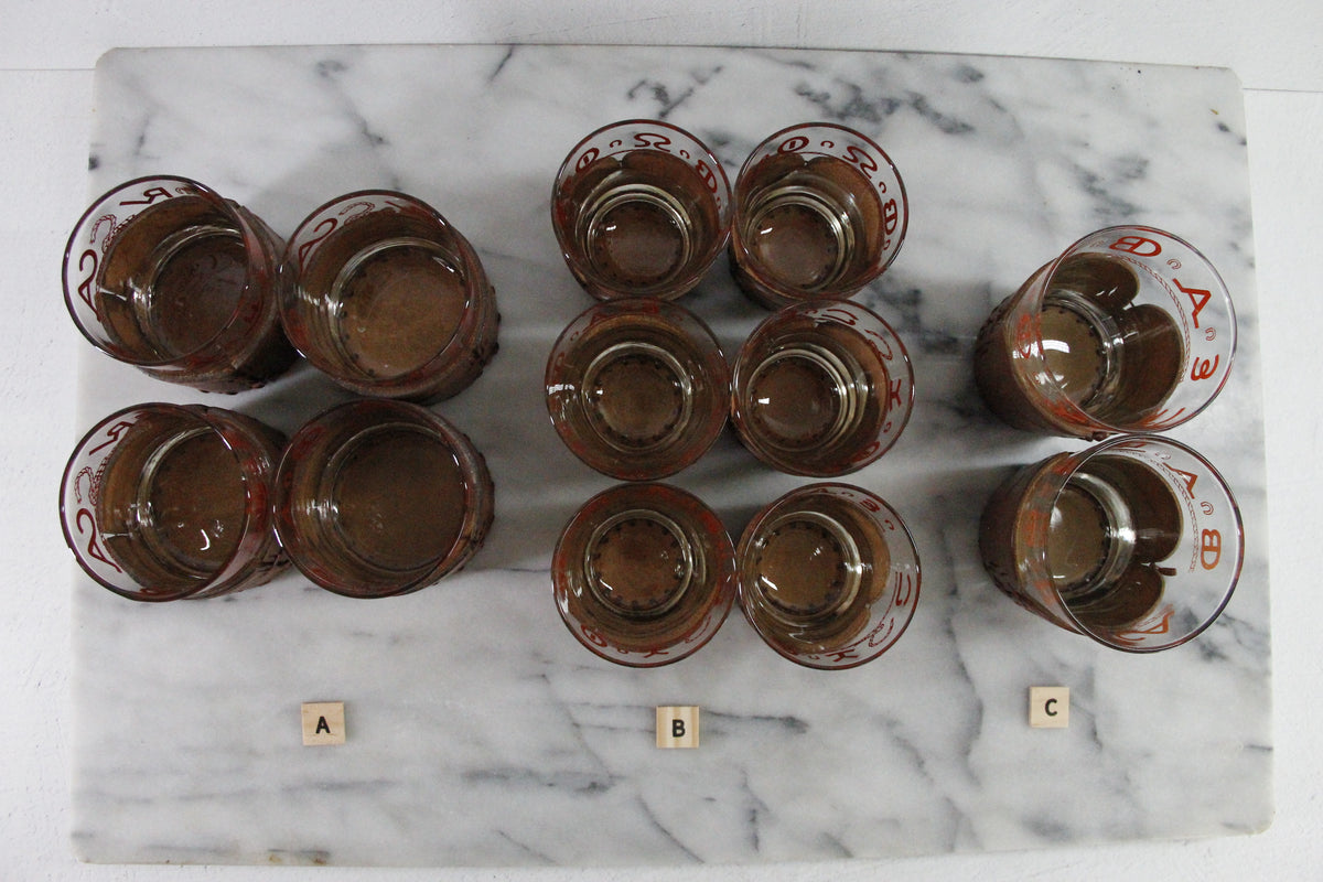 Cowboy Glassware | Vintage Western Lowball Glasses with Leather