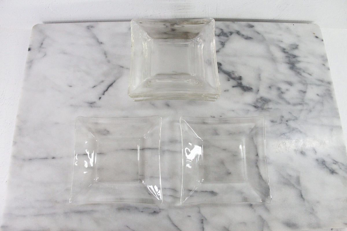 Vintage Glass Dessert Plates | Set of 8 MCM Square Plates