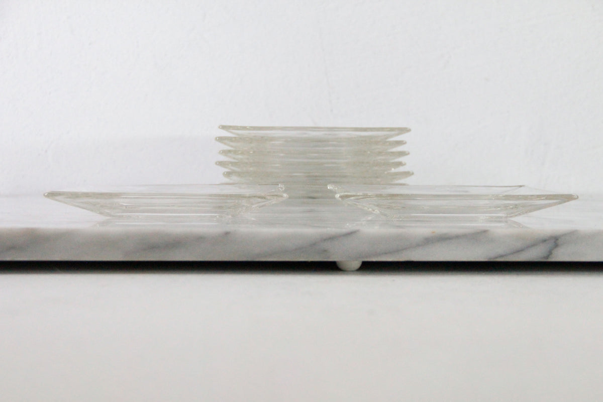 Vintage Glass Dessert Plates | Set of 8 MCM Square Plates