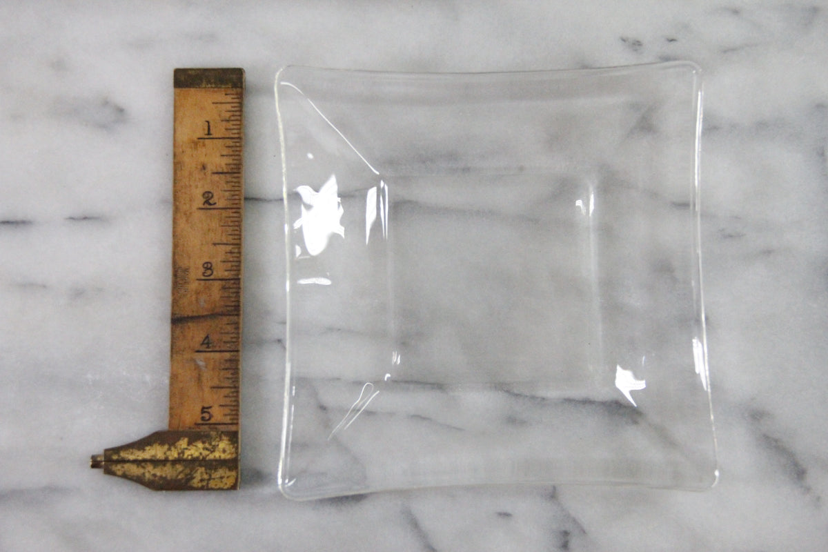 Vintage Glass Dessert Plates | Set of 8 MCM Square Plates
