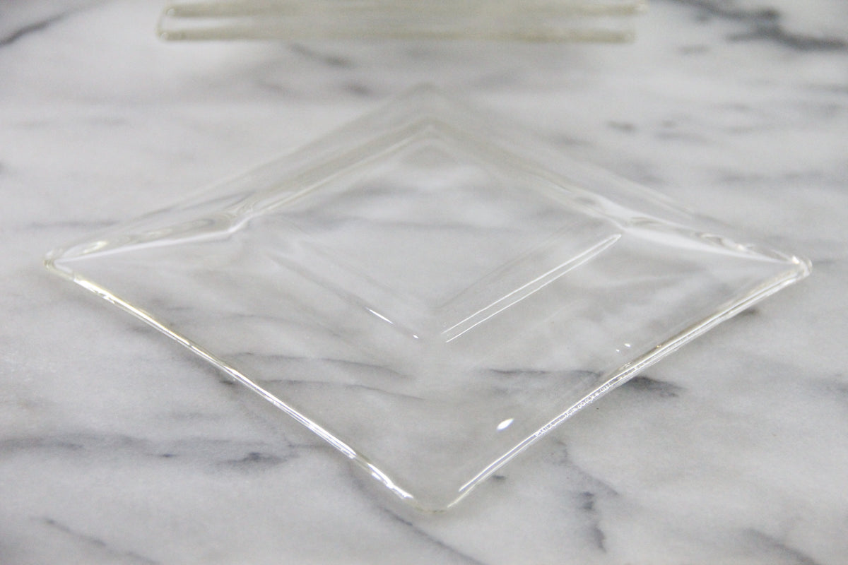 Vintage Glass Dessert Plates | Set of 8 MCM Square Plates
