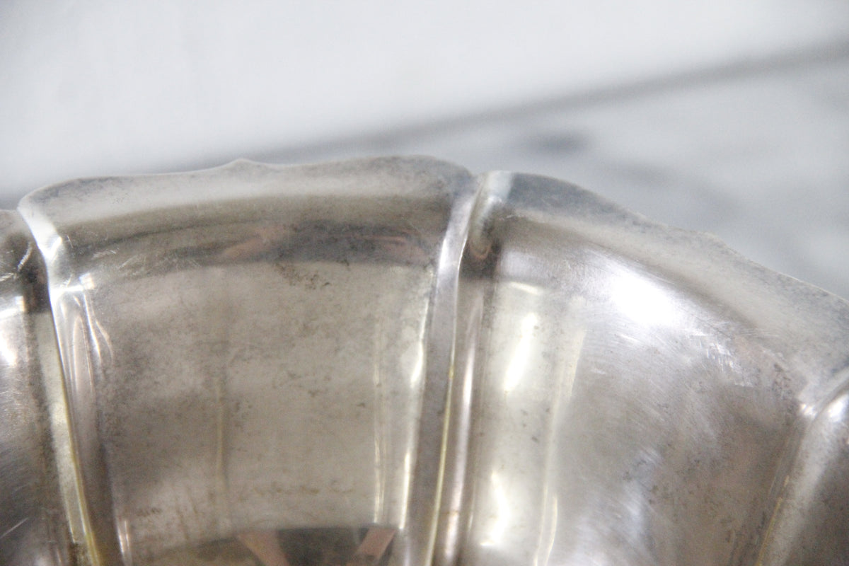 Vintage Silverplate Footed Bowl | Large Fluted Serving Bowl