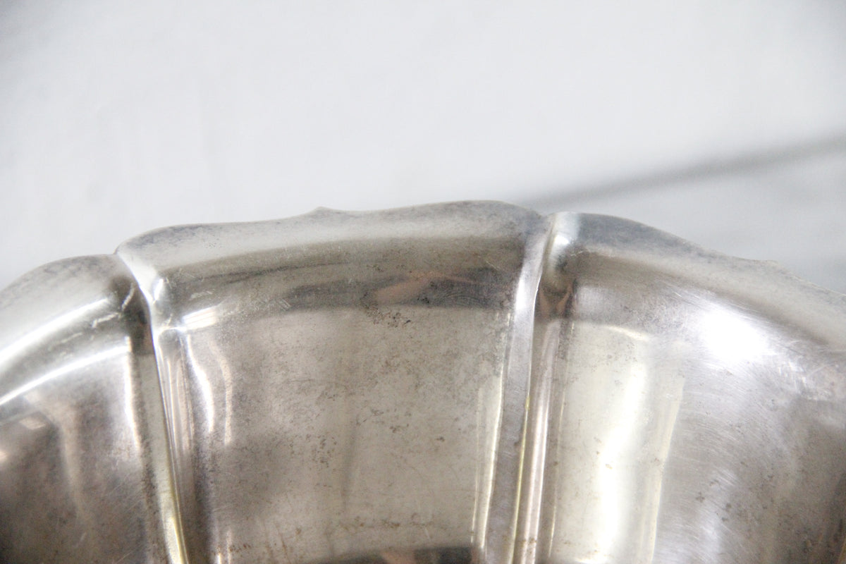 Vintage Silverplate Footed Bowl | Large Fluted Serving Bowl