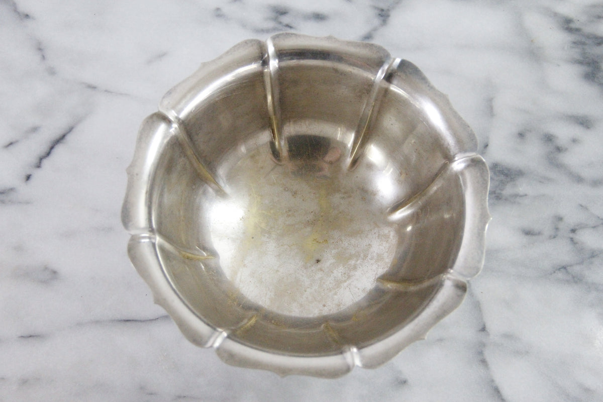 Vintage Silverplate Footed Bowl | Large Fluted Serving Bowl