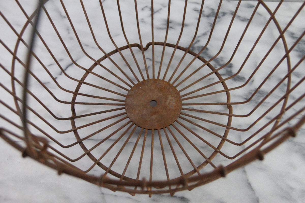 Antique Wire Egg Basket | Large Rustic Produce Basket with Handle