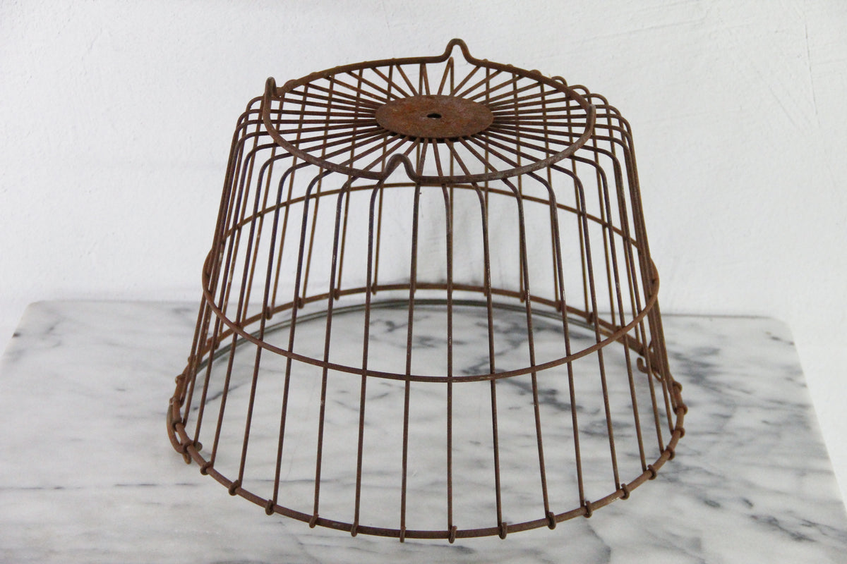 Antique Wire Egg Basket | Large Rustic Produce Basket with Handle