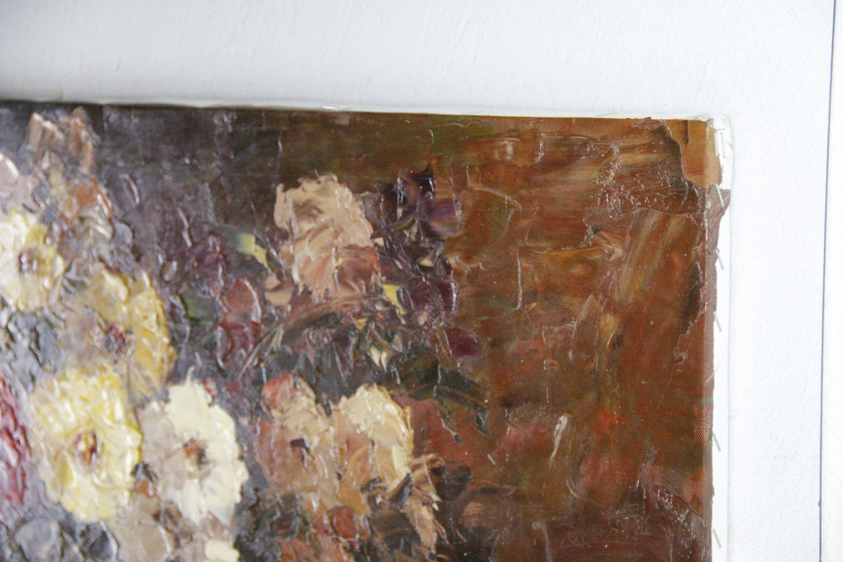Original Floral Oil Painting on Canvas | Moody Impasto Bouquet