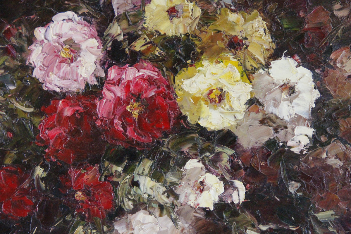 Original Floral Oil Painting on Canvas | Moody Impasto Bouquet