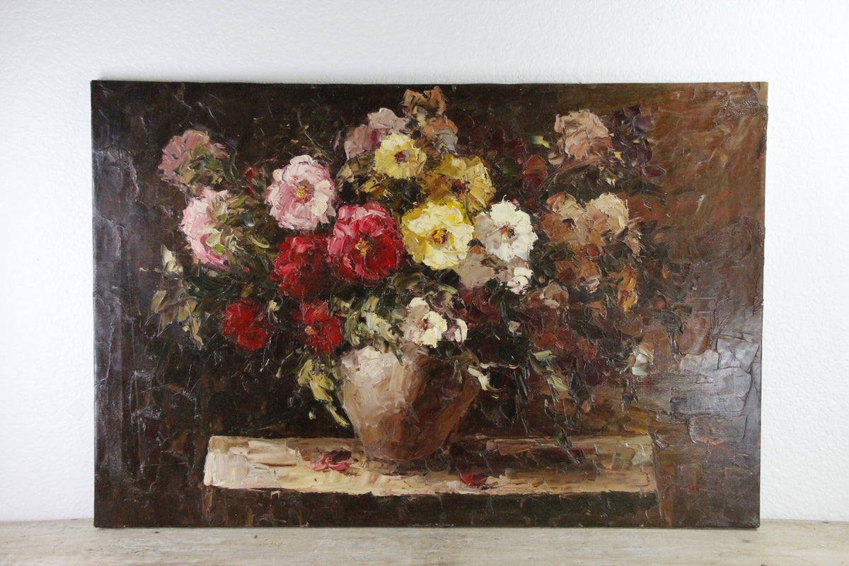 Original Floral Oil Painting on Canvas | Moody Impasto Bouquet