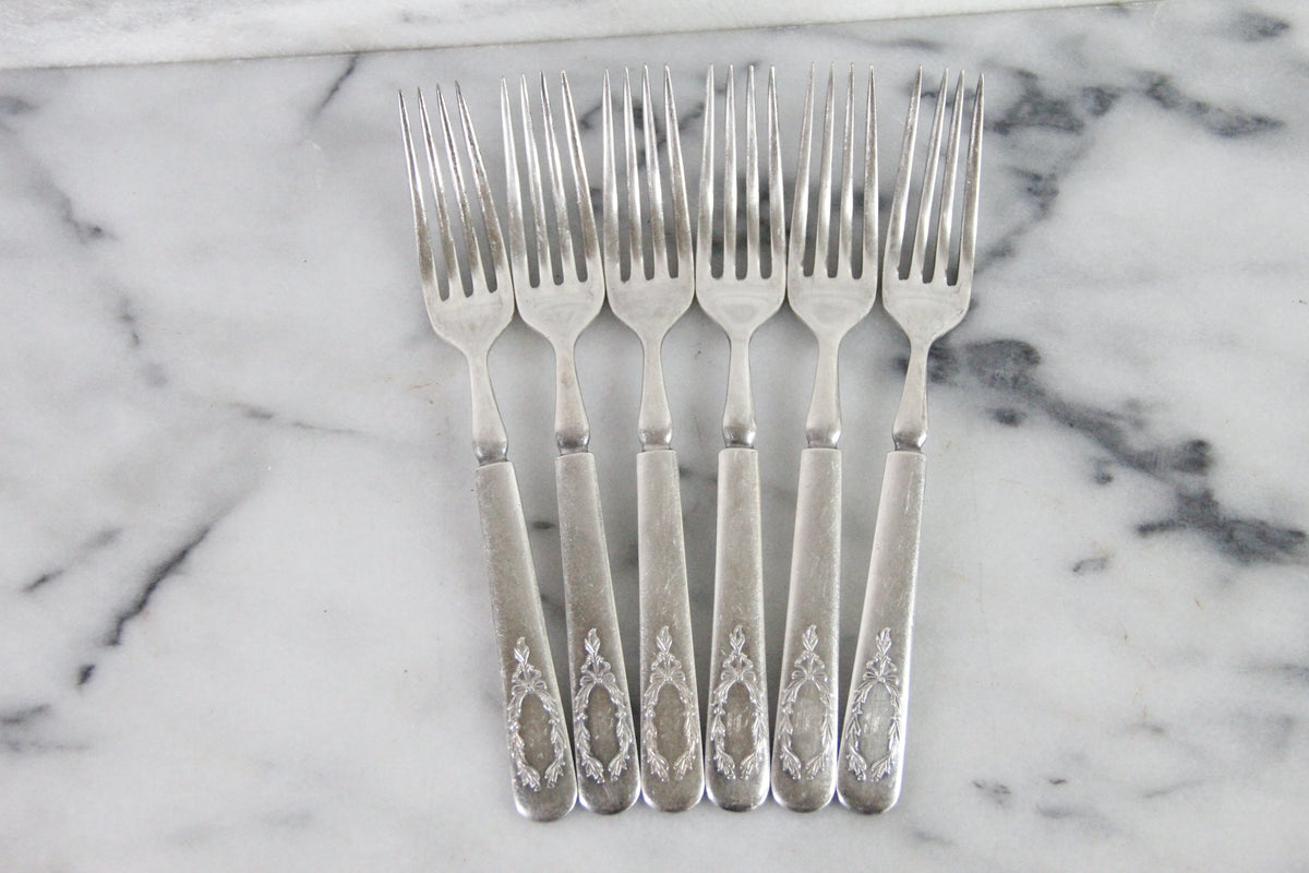 Antique Silverplate Forks Set of 6 Yourex Associated Silver Co.
