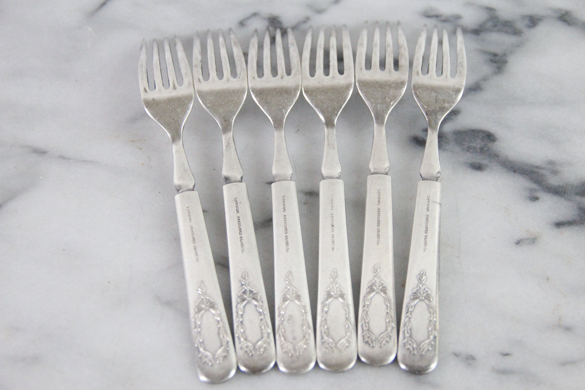 Antique Silverplate Forks Set of 6 Yourex Associated Silver Co.