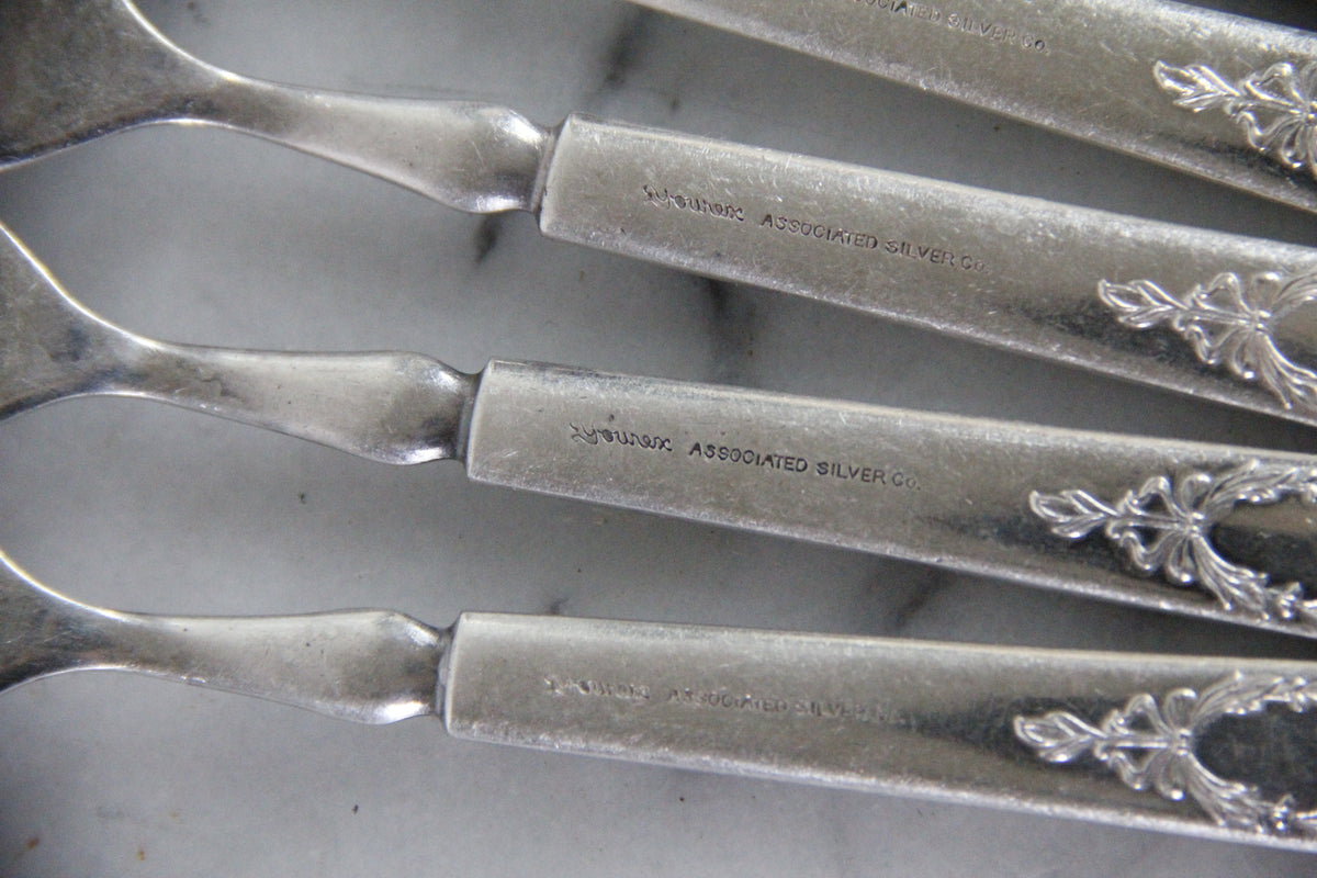 Antique Silverplate Forks Set of 6 Yourex Associated Silver Co.