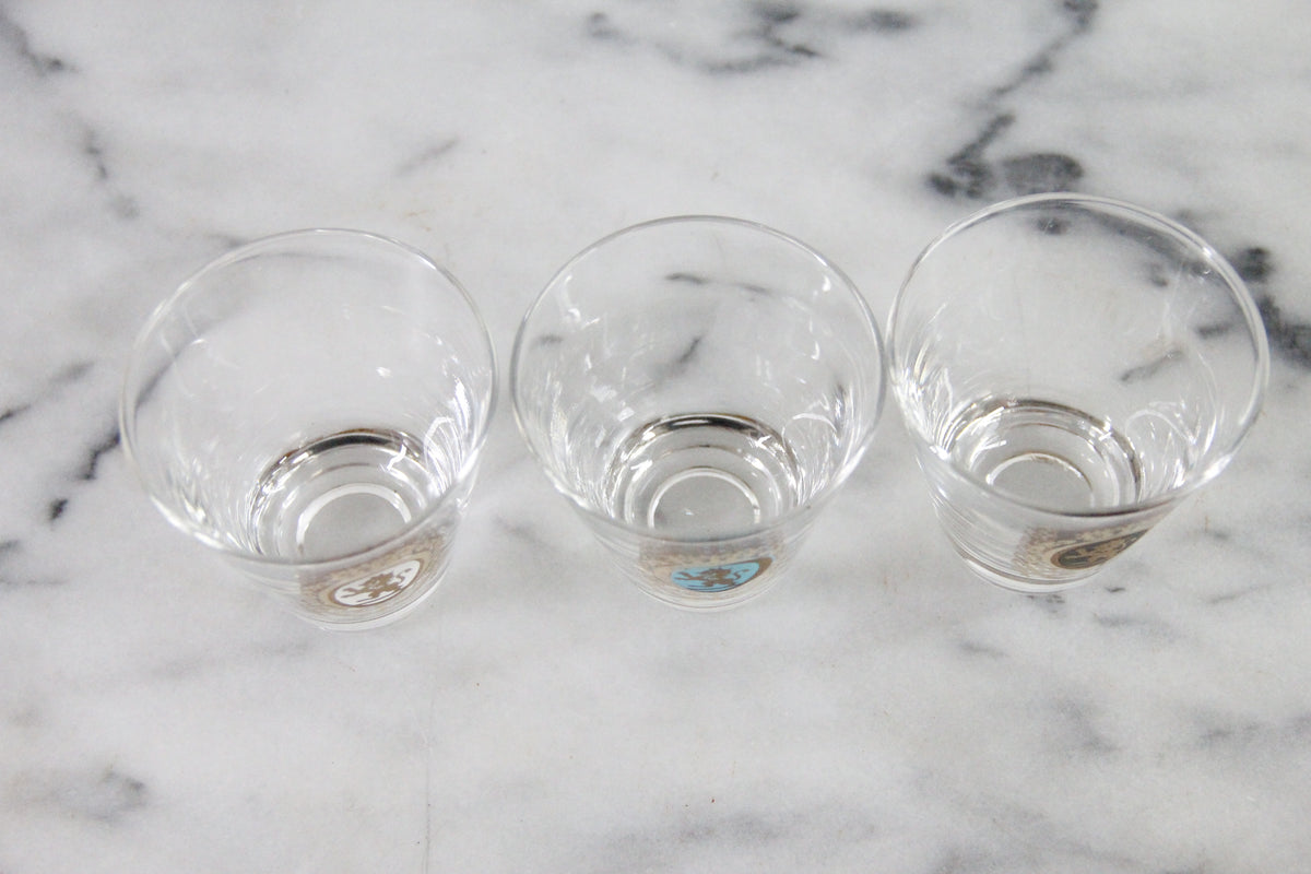 Vintage Lion Crest Whiskey Glasses West Virginia Glass Set of 3