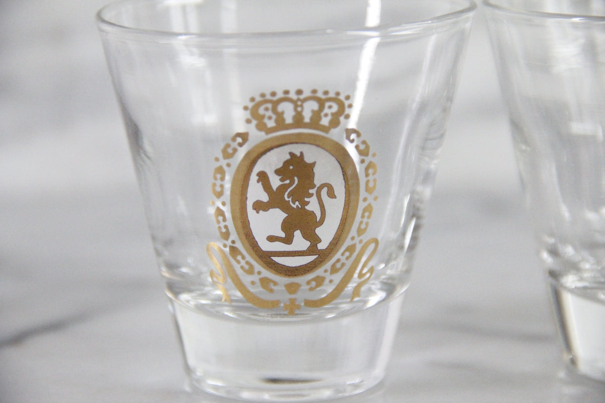 Vintage Lion Crest Whiskey Glasses West Virginia Glass Set of 3