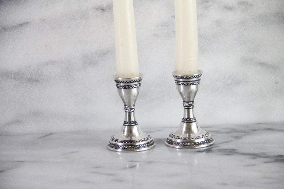 Zadok Arts Sterling Silver Candlesticks Leora Filigree Pair