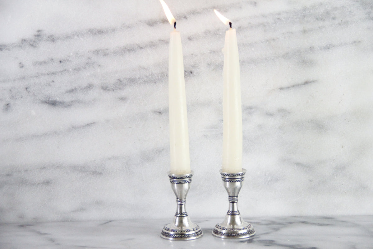 Zadok Arts Sterling Silver Candlesticks Leora Filigree Pair