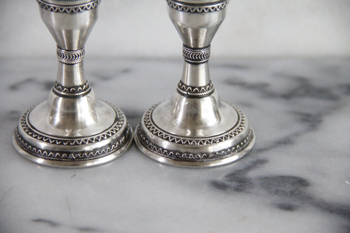 Zadok Arts Sterling Silver Candlesticks Leora Filigree Pair