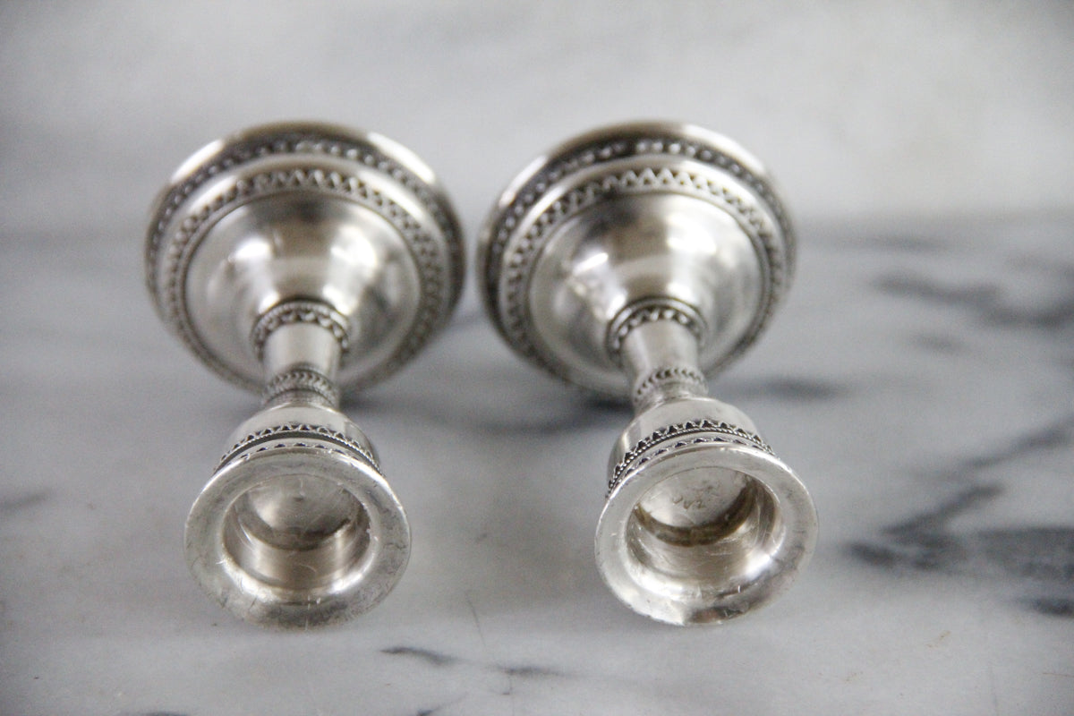 Zadok Arts Sterling Silver Candlesticks Leora Filigree Pair