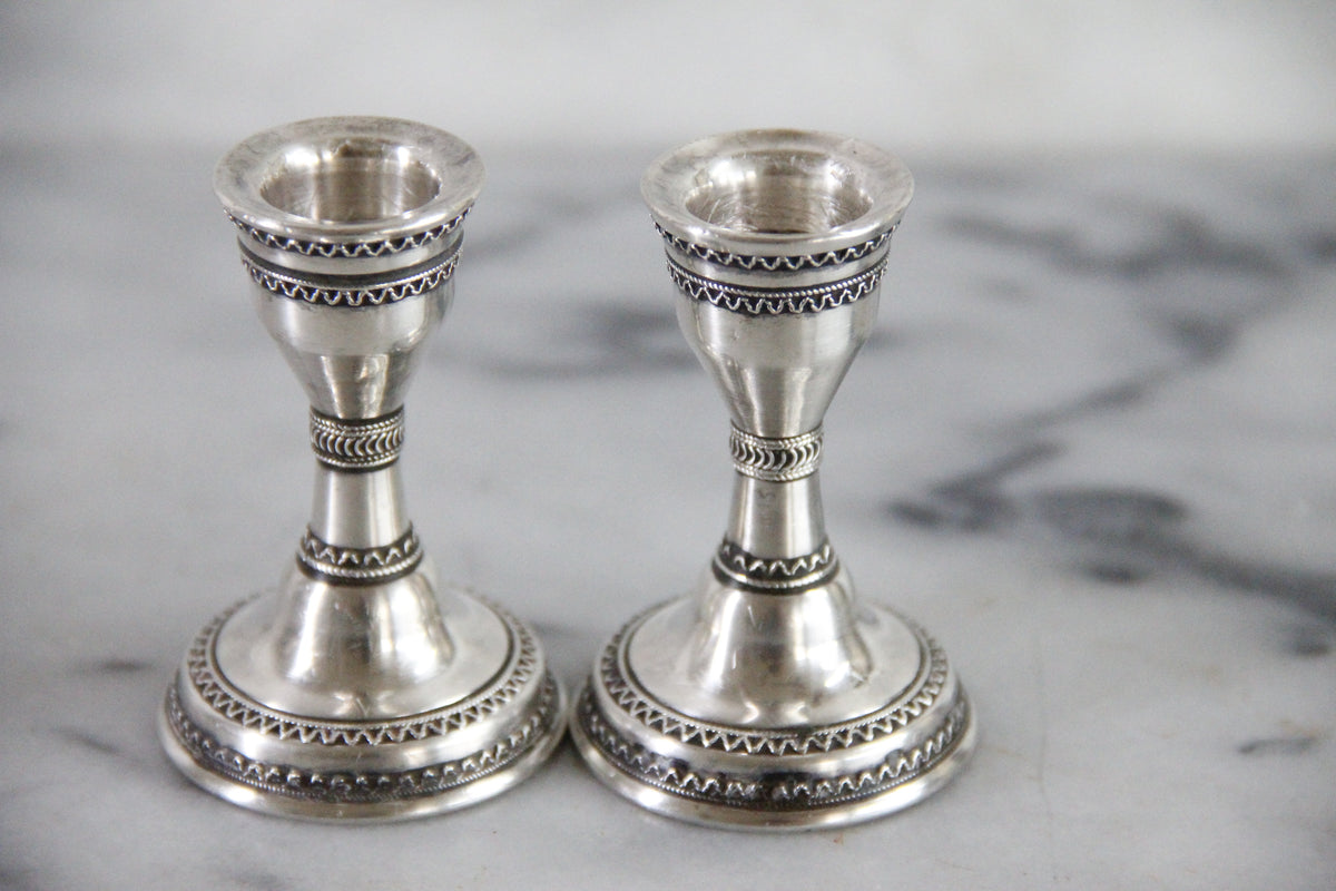 Zadok Arts Sterling Silver Candlesticks Leora Filigree Pair
