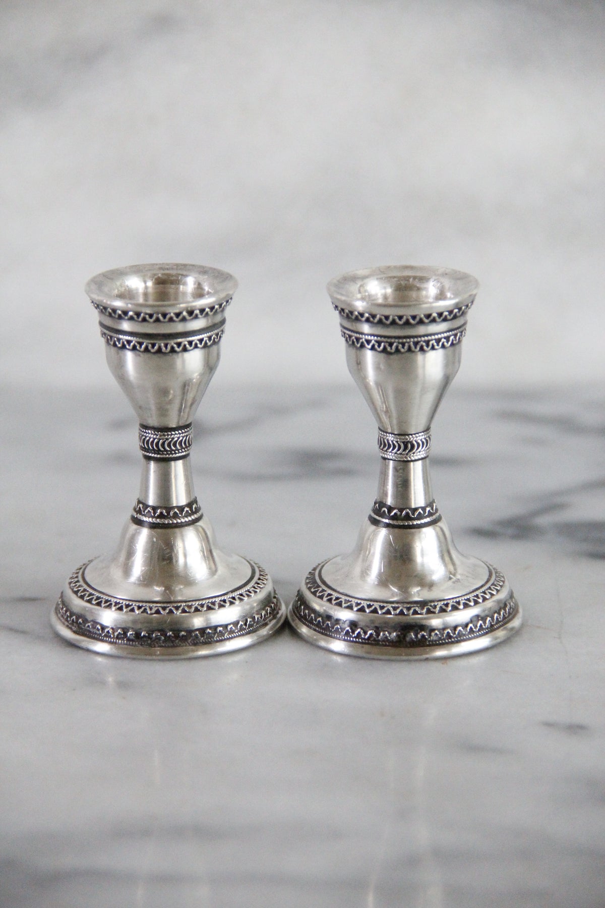 Zadok Arts Sterling Silver Candlesticks Leora Filigree Pair