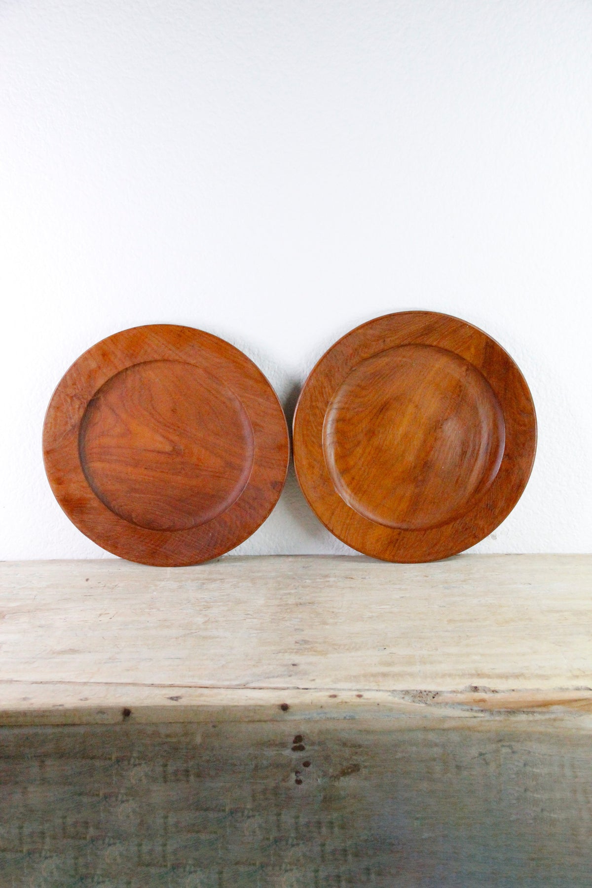 Vintage Teak Charger Plates Pair Midcentury Gailstyn-Sutton