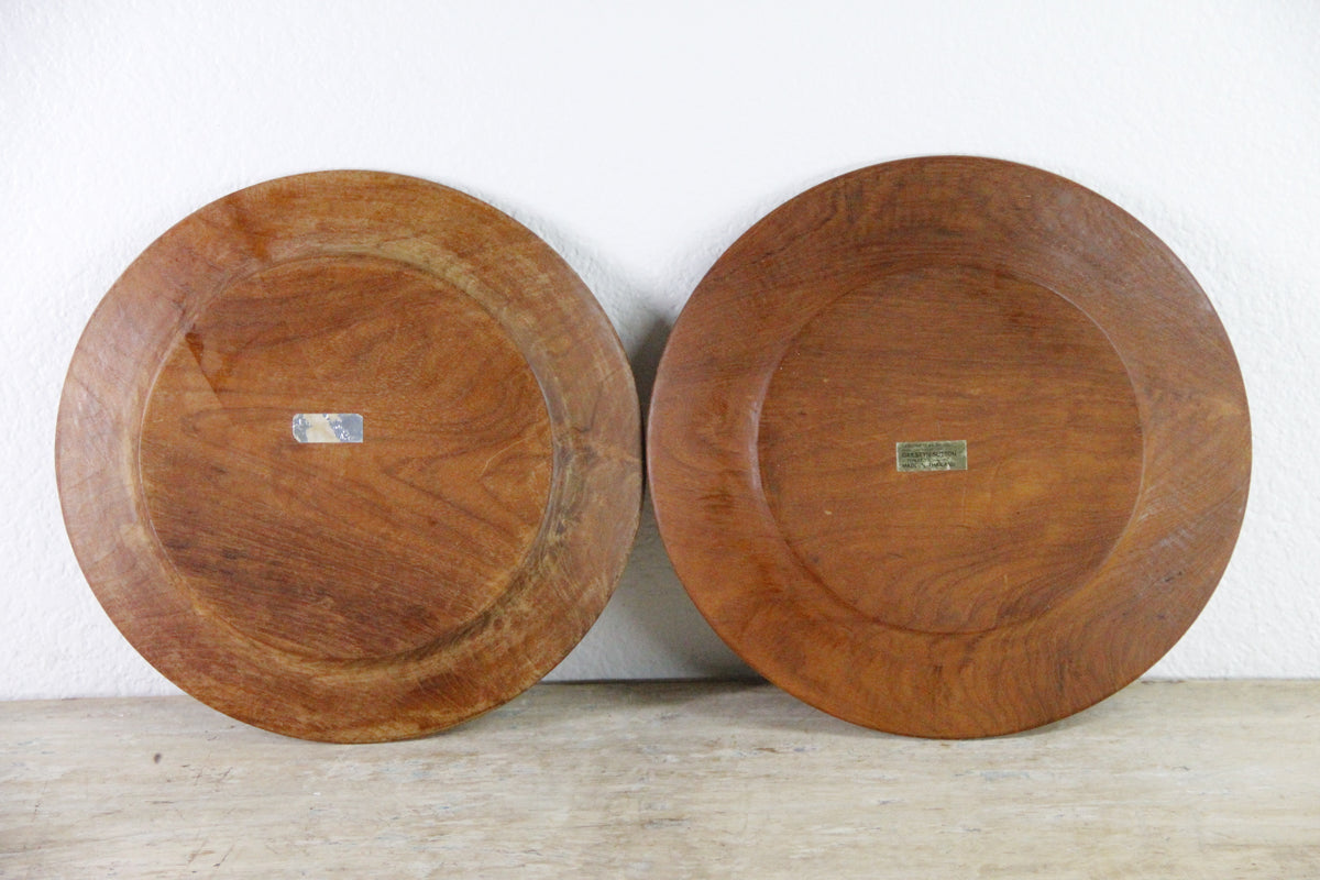 Vintage Teak Charger Plates Pair Midcentury Gailstyn-Sutton