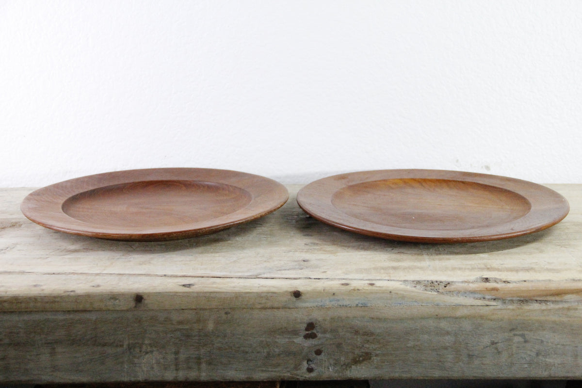 Vintage Teak Charger Plates Pair Midcentury Gailstyn-Sutton