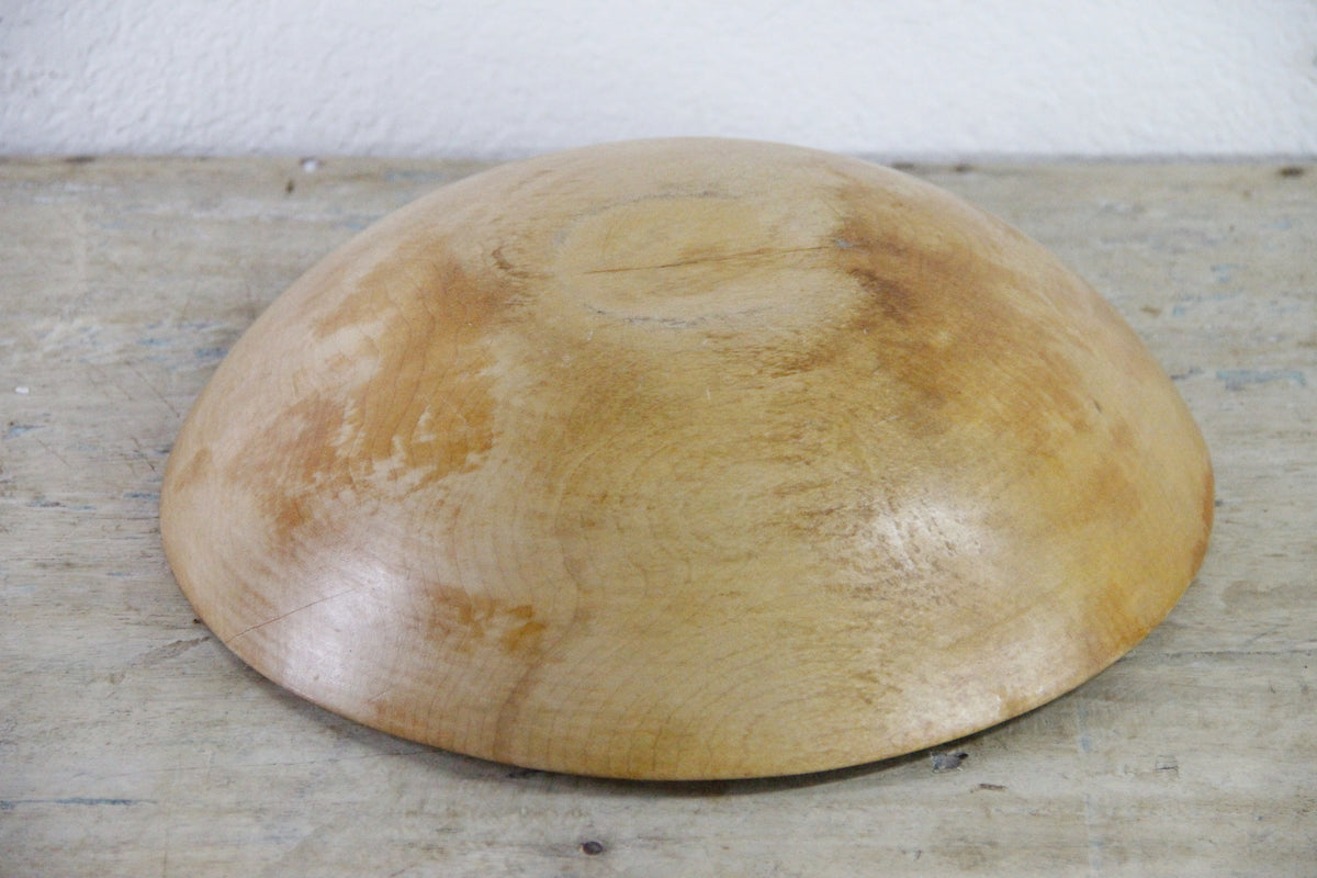Vintage Hand Turned Wood Bowl Americana Primitive Serving Bowl