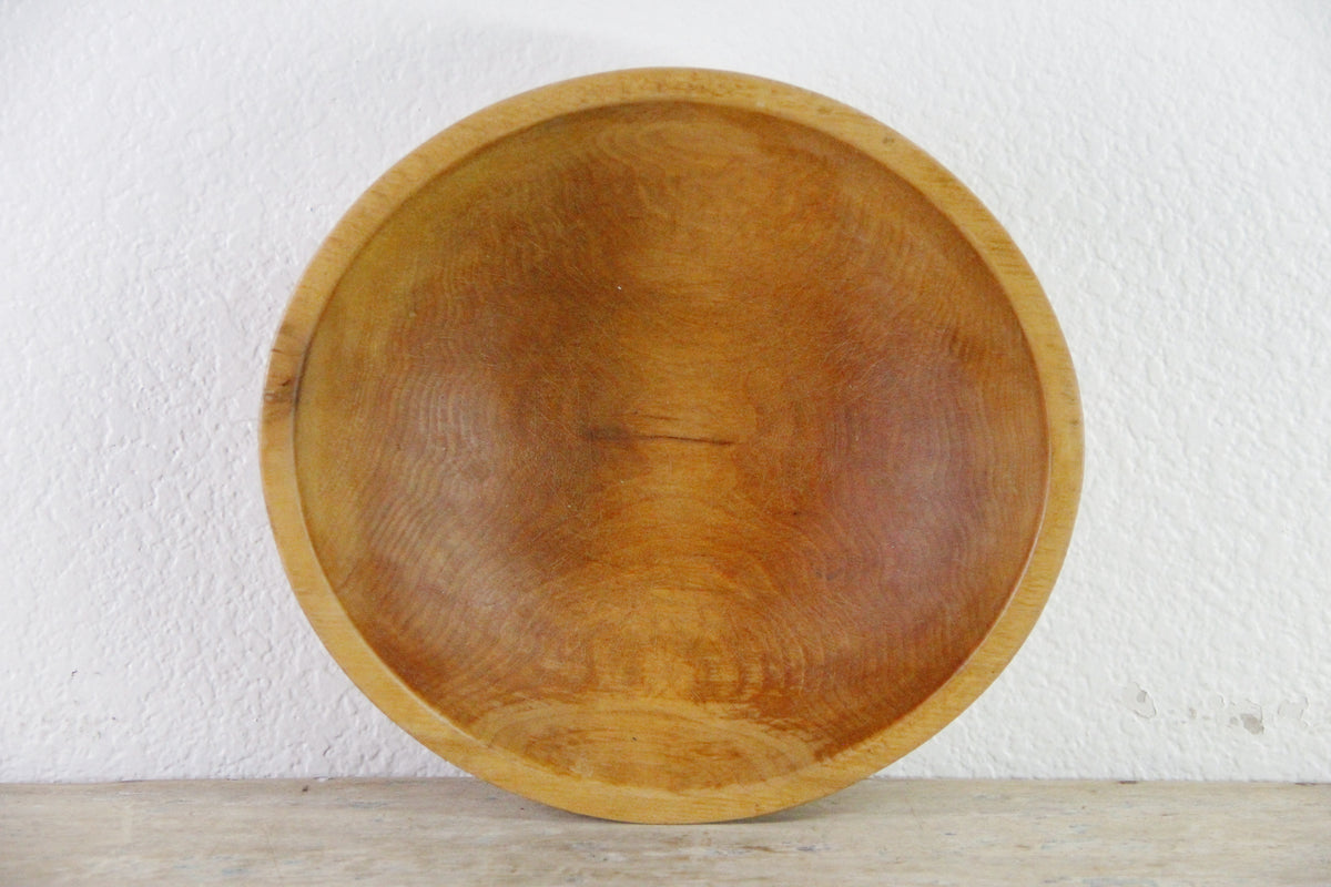 Vintage Hand Turned Wood Bowl Americana Primitive Serving Bowl