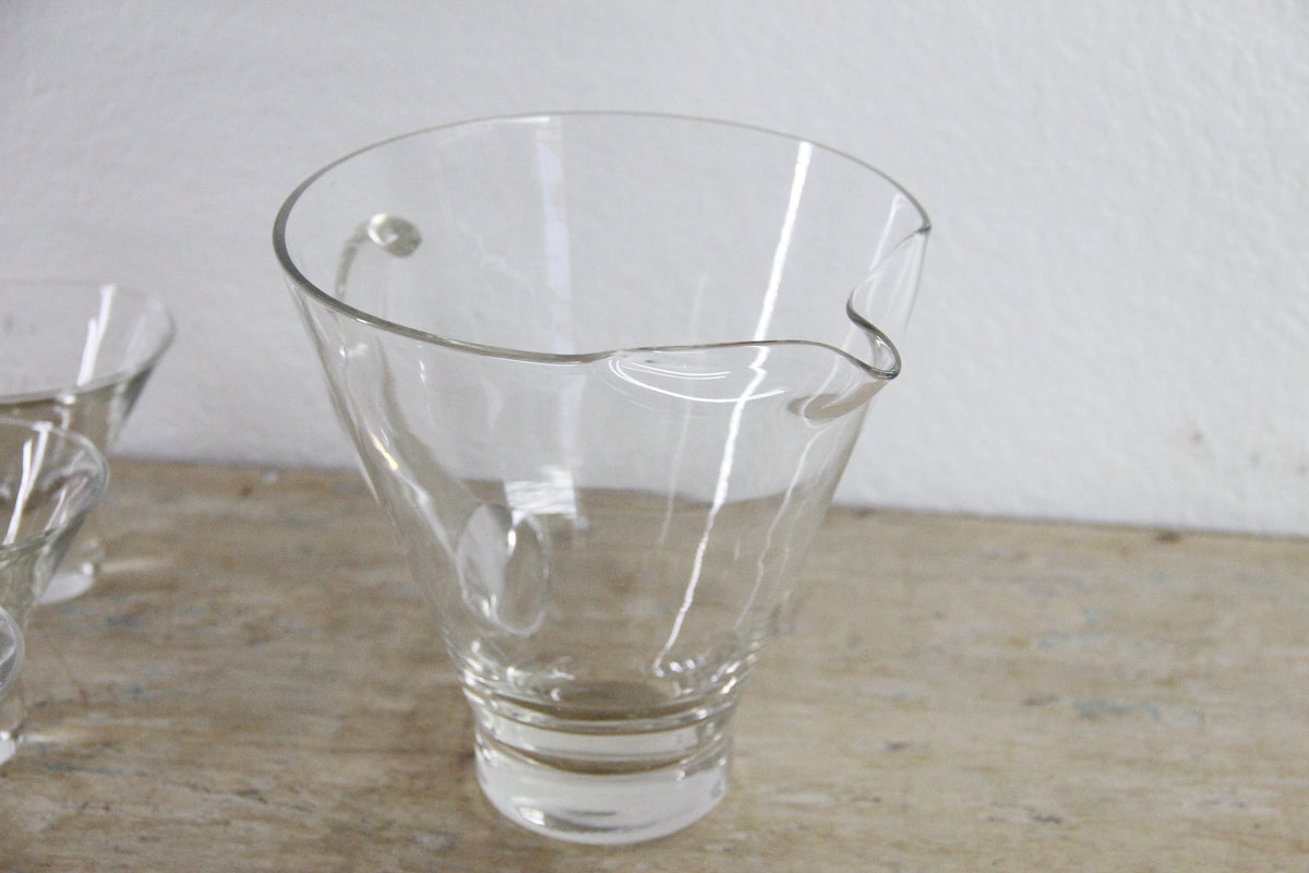 Vintage Cocktail Pitcher and Glasses Midcentury Set of 7