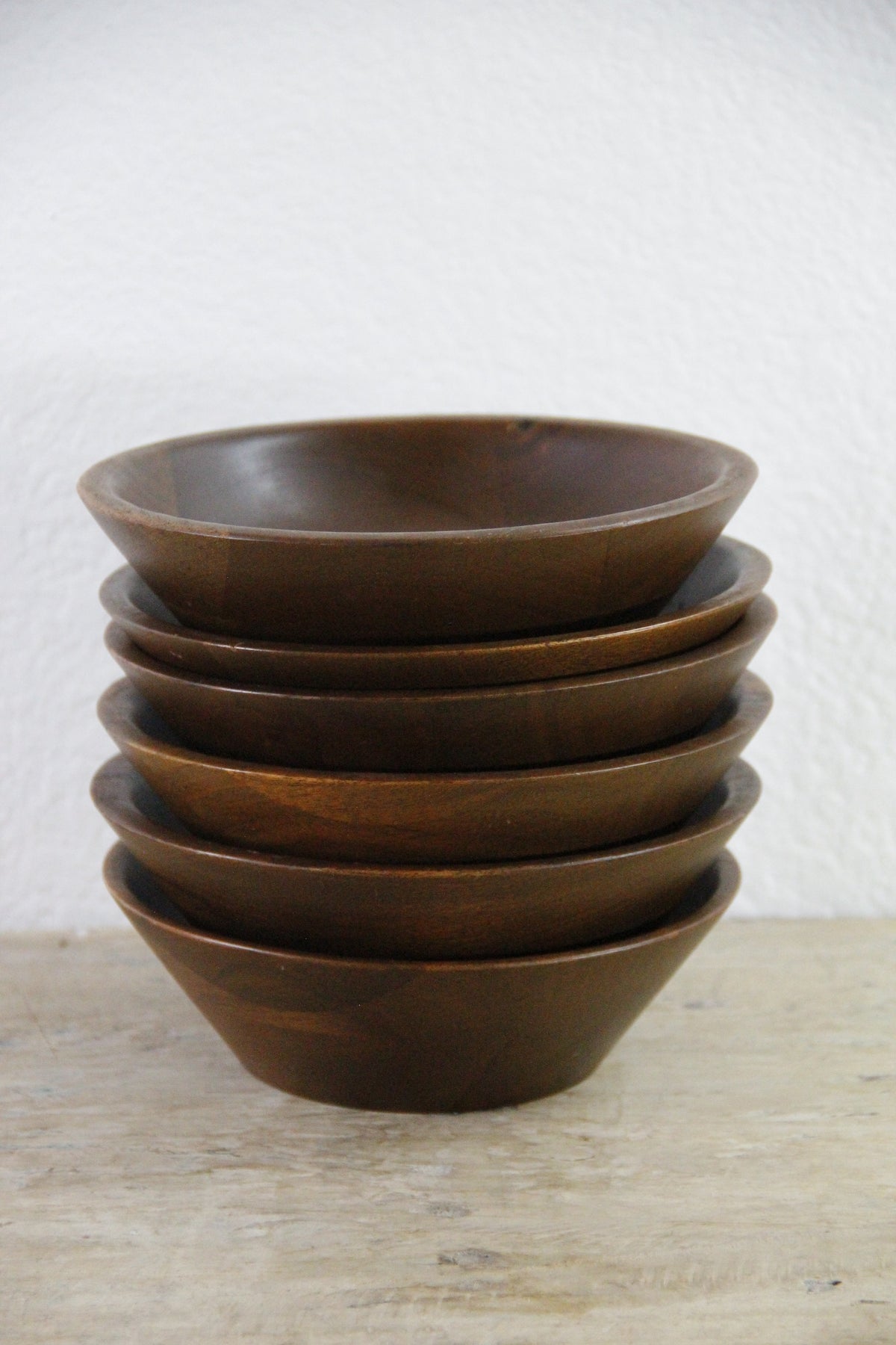 Vintage Walnut Salad Bowls Set of 6 Lebanon Supply Co Heirloom