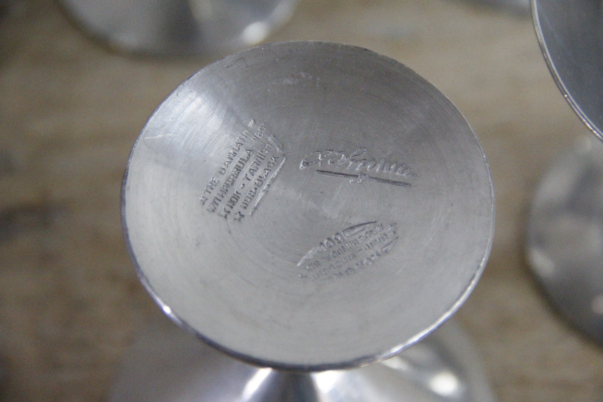 Vintage Cocktail Shaker Set Aluminum with 8 Martini Glasses