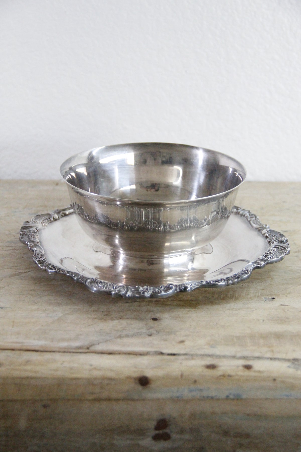 Vintage Wallace Silverplate Sauce Bowl Baroque 247 with Underplate