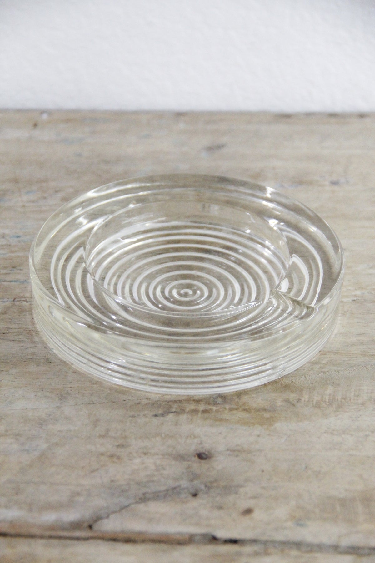 Vintage Clear Glass Ashtray | Midcentury Bullseye Catchall